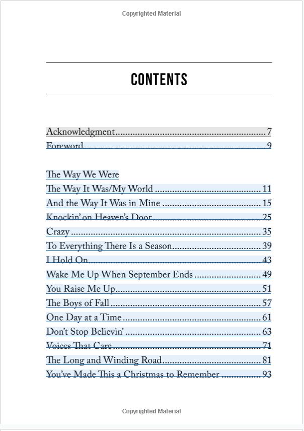Lean On Me - Table of Contents
